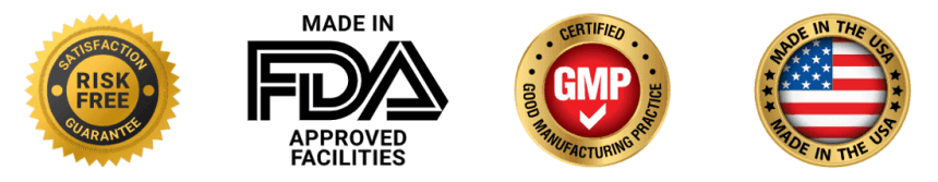 Synaptigen  - Certification badges: GMP, FDA, Non-GMO, Made in USA, Natural Ingredients